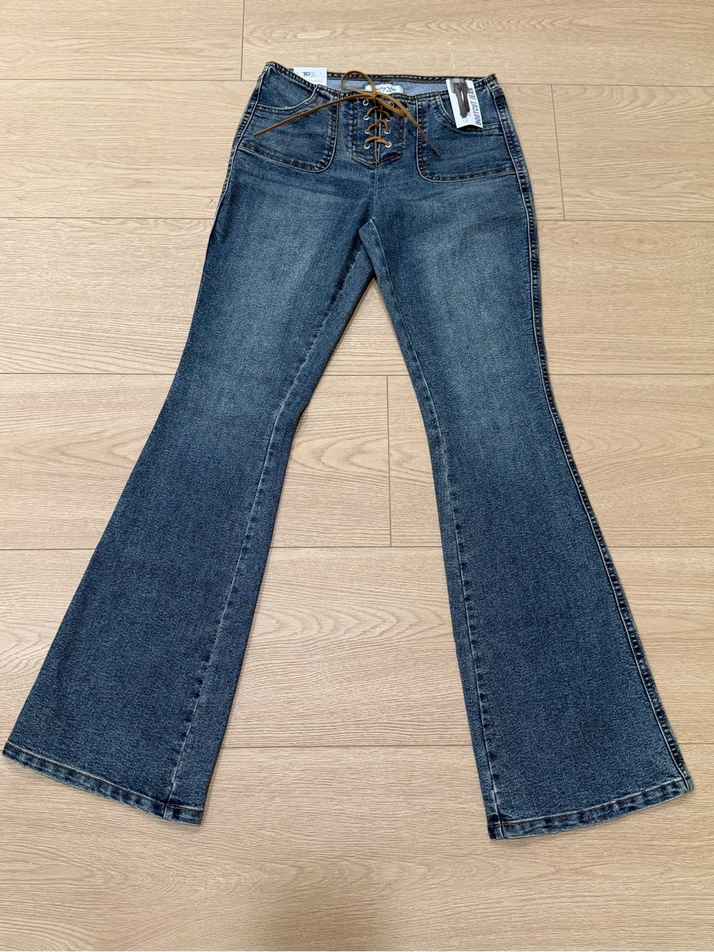 NWT Vanilla Star Bootcut Jeans Lace Up Front Y2K Boho Western Denim